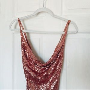Rose Gold Sequin Body Con Fashion Nova Dress